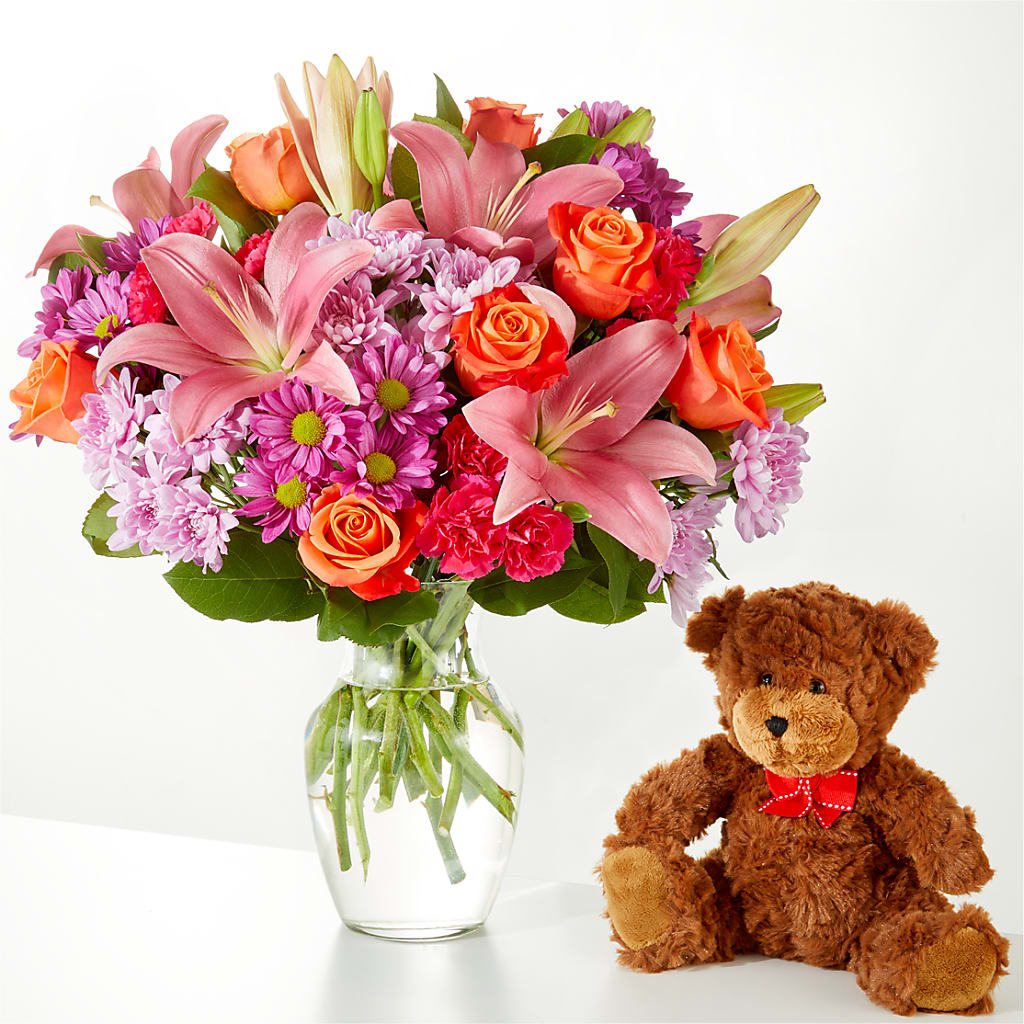 One and Only Bouquet and Bear Bundle – Olive Branch Flowers, Chittenango NY