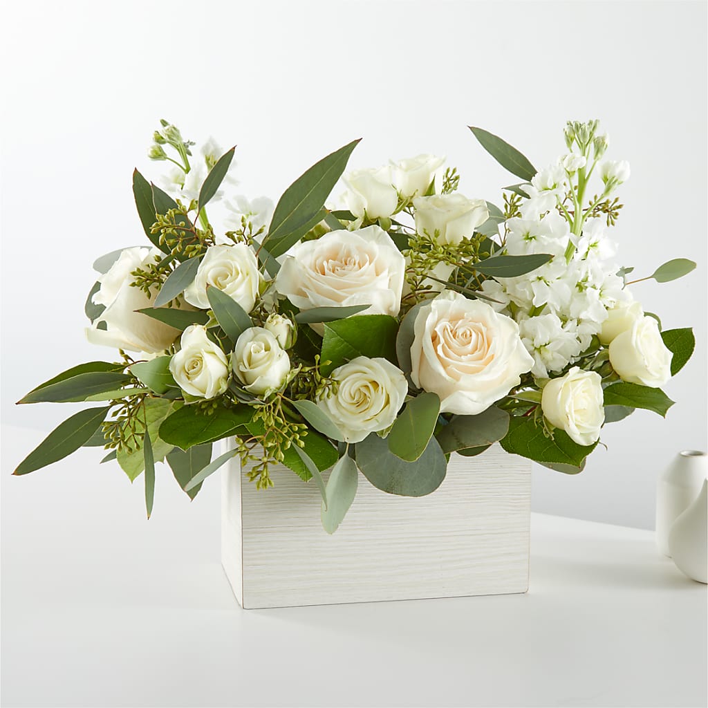 Fresh Linen Box Bouquet – Olive Branch Flowers, Chittenango NY