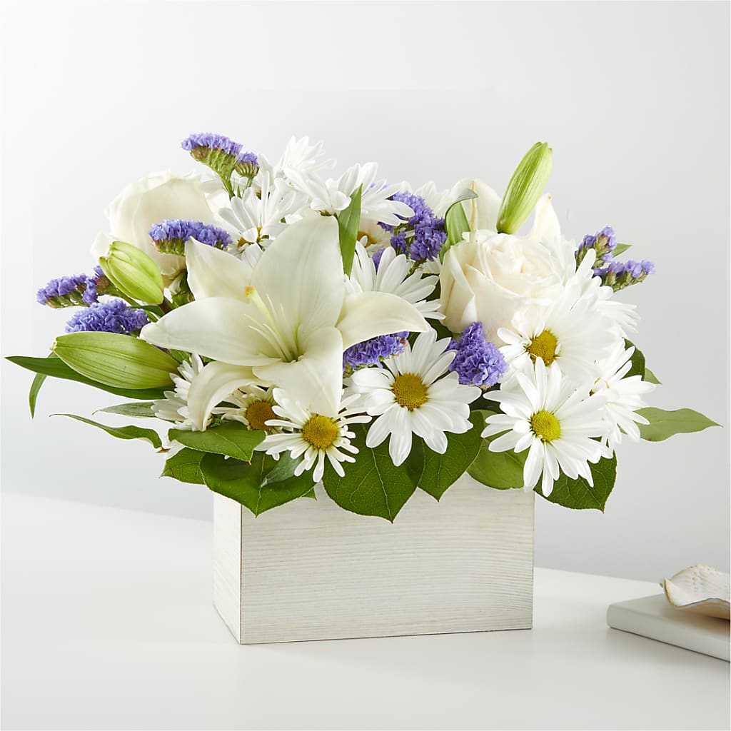 Beyond Blue Box Bouquet – Olive Branch Flowers, Chittenango NY