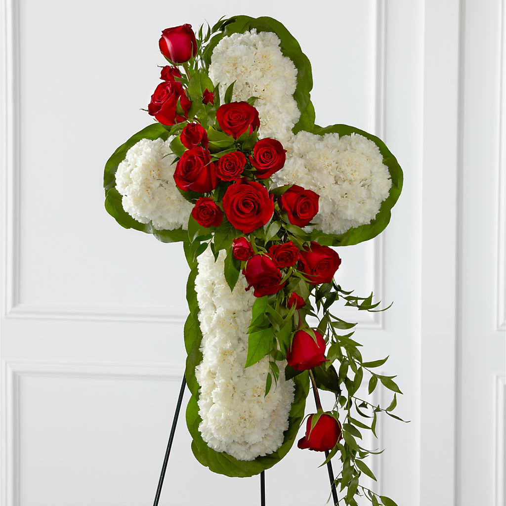 Floral Cross Easel – Olive Branch Flowers, Chittenango NY