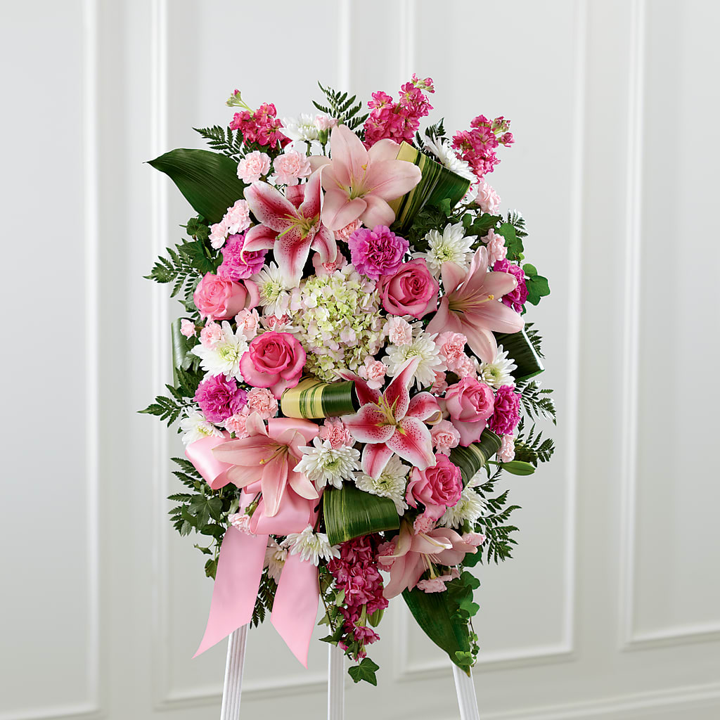 Comforting Standing Spray – Olive Branch Flowers, Chittenango NY