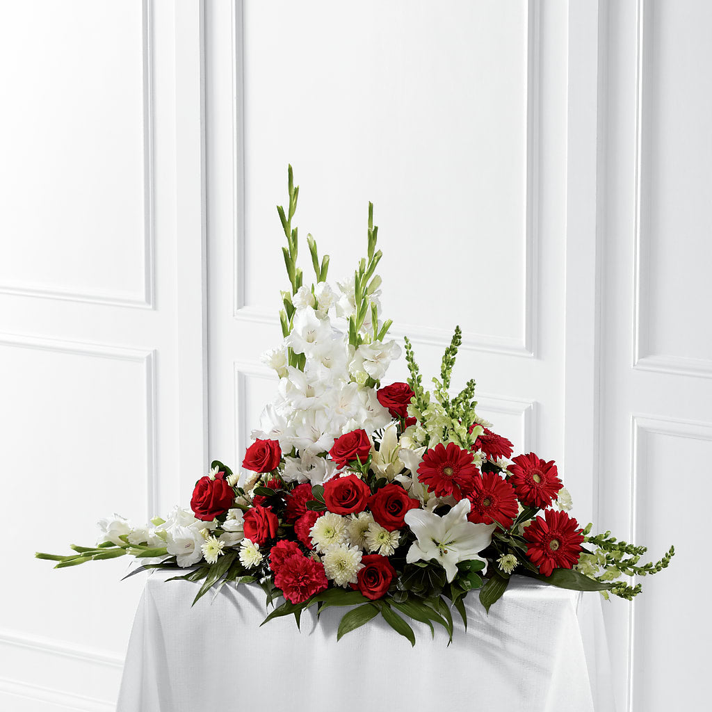 Crimson & White Arrangement – Olive Branch Flowers, Chittenango NY
