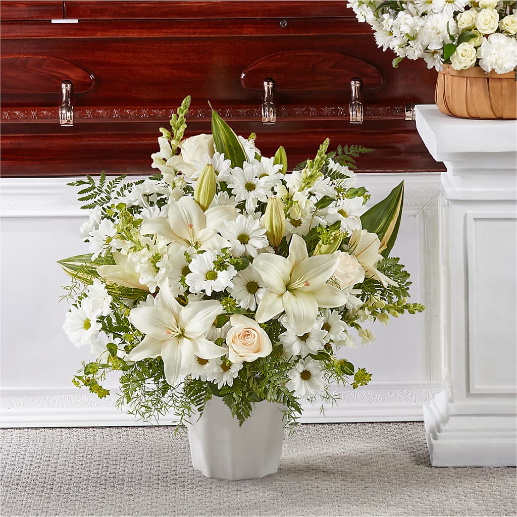 Thoughts of Tranquility Floor Basket – Olive Branch Flowers, Chittenango NY