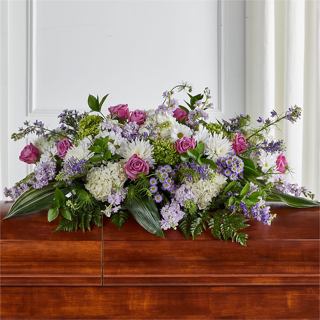 Meadows of Serenity Casket Spray – Olive Branch Flowers, Chittenango NY