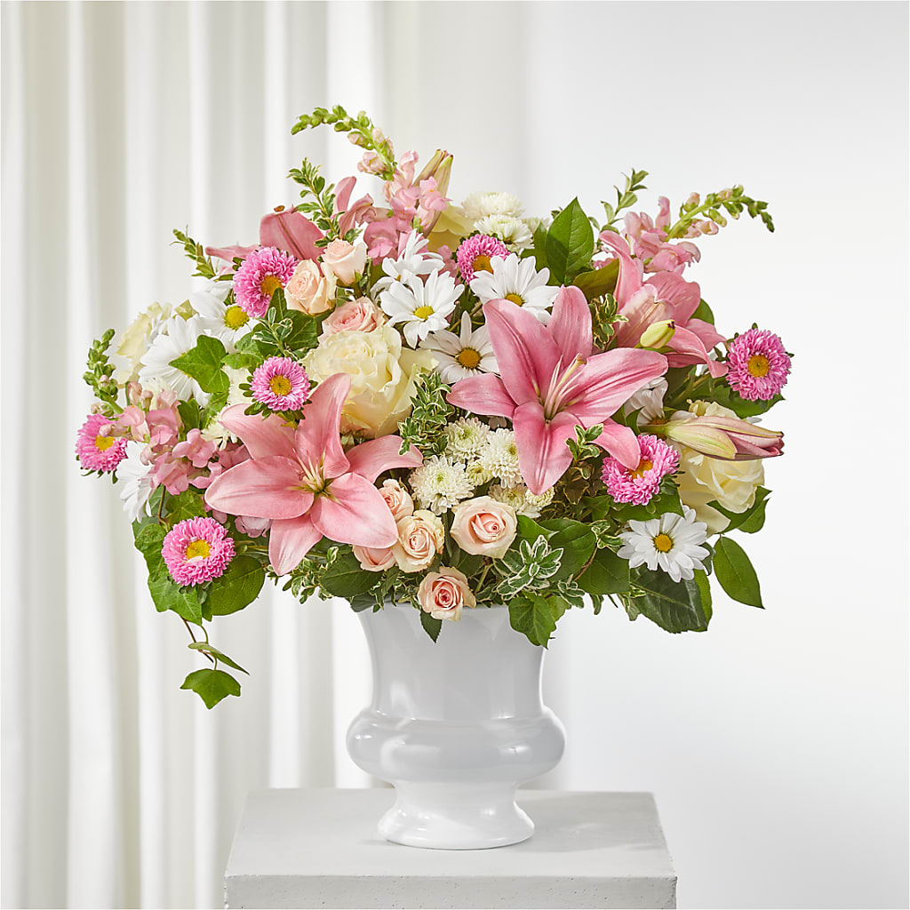 Empathetic Blooms Urn Arrangement – Olive Branch Flowers, Chittenango NY