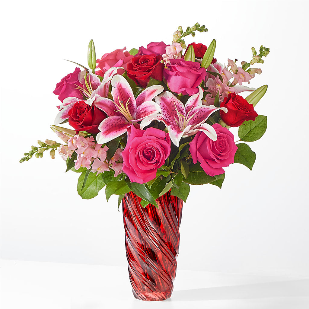 Always You Bouquet with Luxe Swirl Vase – Olive Branch Flowers, Chittenango NY