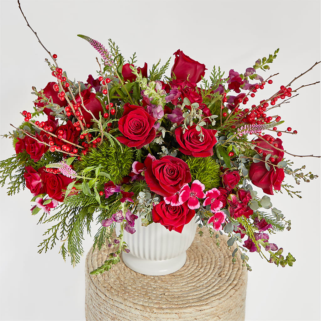 Big Red Bow Bouquet –  Olive Branch Flowers, Chittenango NY