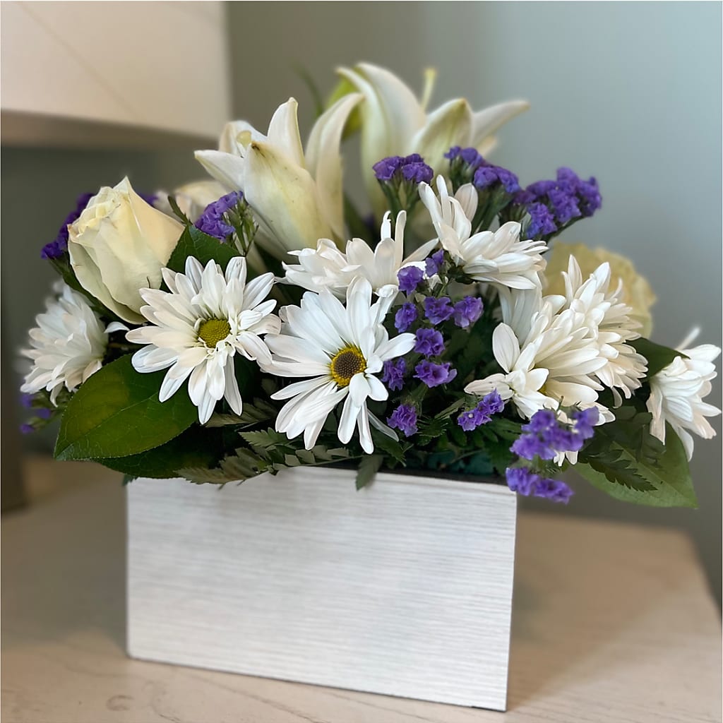 Beyond Blue Box Bouquet –  Olive Branch Flowers, Chittenango NY