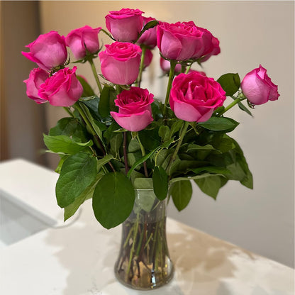 Long Stem Pink Rose Bouquet –  Olive Branch Flowers, Chittenango NY