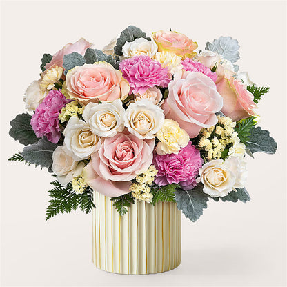Blissful Moments Bouquet with Ivory Vase –  Olive Branch Flowers, Chittenango NY