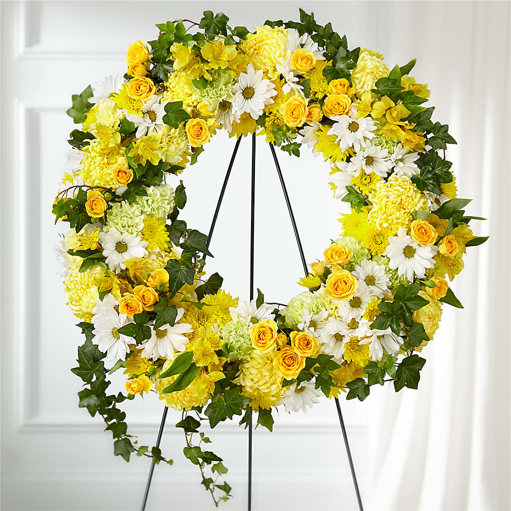 Golden Remembrance Wreath –  Olive Branch Flowers, Chittenango NY