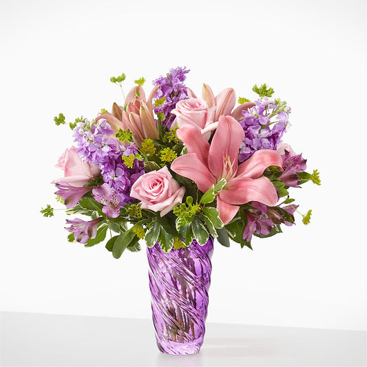 Precious Petals Bouquet with Luxe Swirl Vase –  Olive Branch Flowers, Chittenango NY