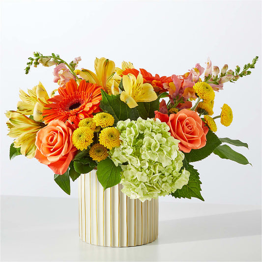 Autumn Sunshine Bouquet with Ivory Vase –  Olive Branch Flowers, Chittenango NY