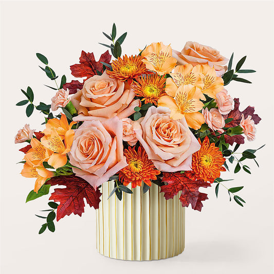 Spiced Latte Bouquet with Ivory Vase –  Olive Branch Flowers, Chittenango NY