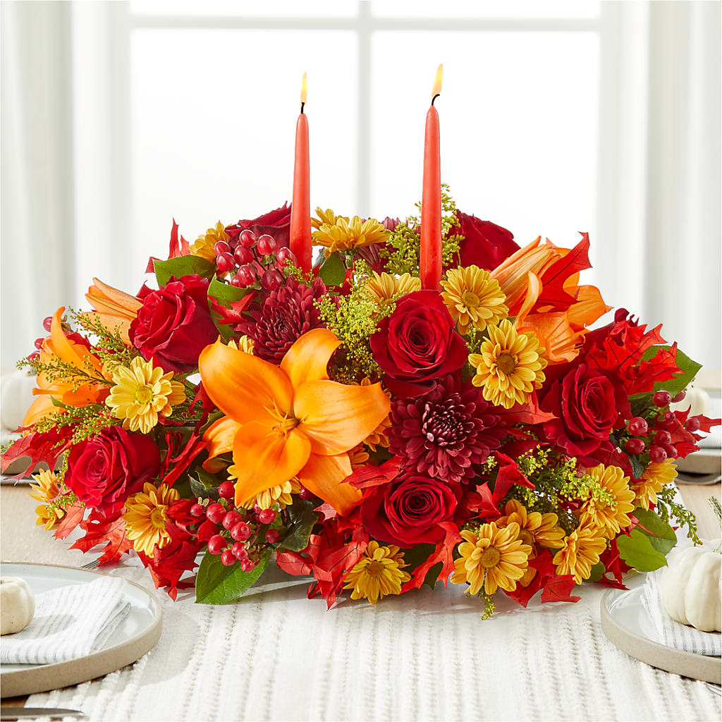 Autumn's Embrace Centerpiece –  Olive Branch Flowers, Chittenango NY